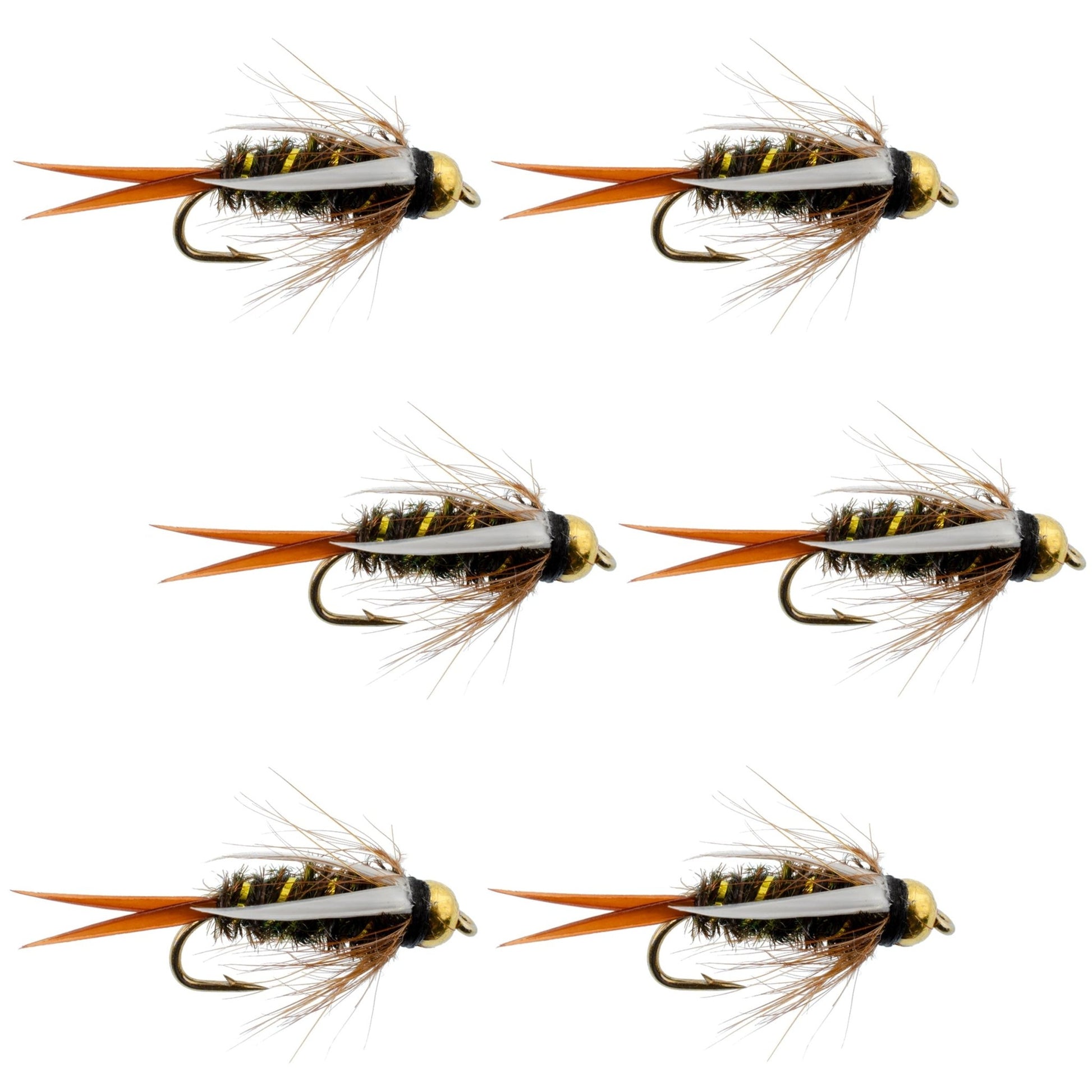 Bead Head Prince Nymph Fly Fishing Flies - Set of 6 Flies Hook Size 10 - Hazy Fly Fishing