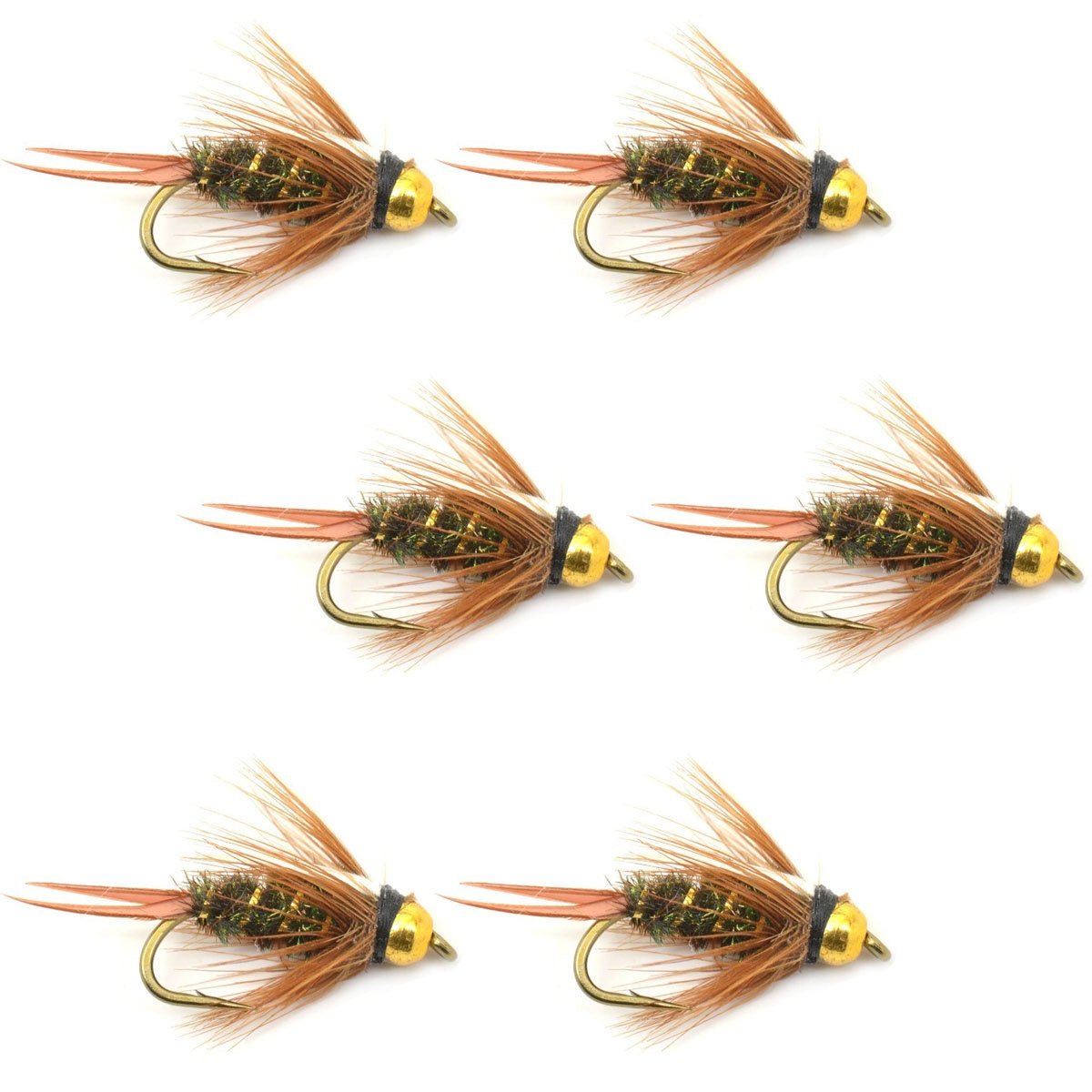 Bead Head Prince Nymph Fly Fishing Flies - Set of 6 Flies Hook Size 14 - Hazy Fly Fishing