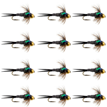 Bead Head Zebra Copper John Nymph Fly Fishing Flies - 1 Dozen Flies Hook Size 14 - Hazy Fly Fishing