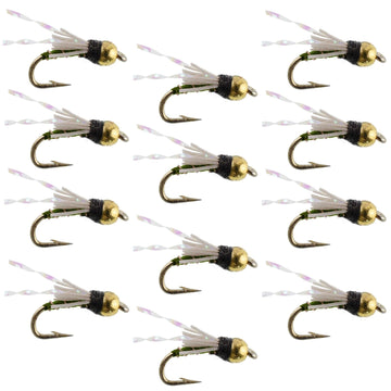 Beadhead Olive 3 Dollar Dip Serendipity Wet Fly Fishing Flies - 1 Dozen Flies Hook Size 18 - Hazy Fly Fishing