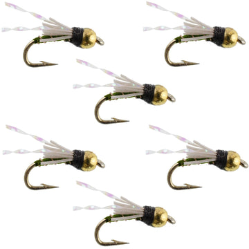 Beadhead Olive 3 Dollar Dip Serendipity Wet Fly Fishing Flies - 6 Flies Hook Size 18 - Hazy Fly Fishing