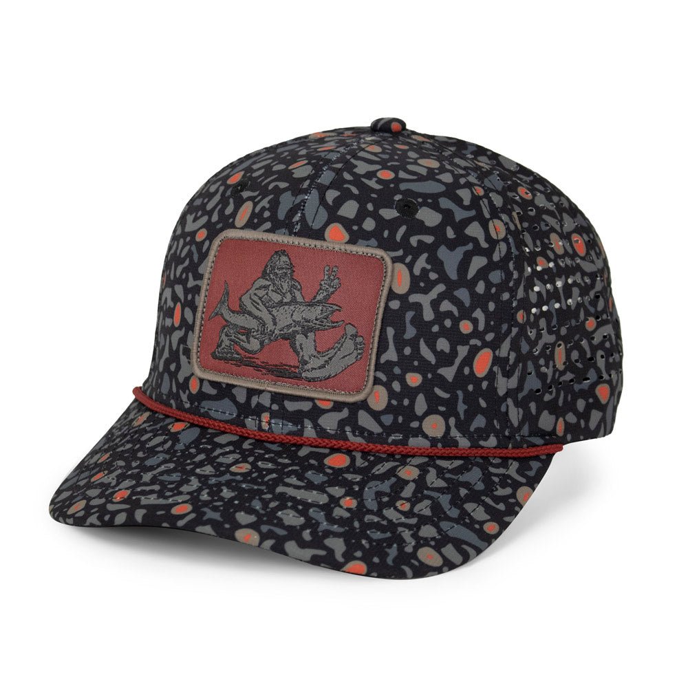 Big Foot Squatch Perforated Fishing 6 - Panel Rope Cap - Hazy Fly Fishing