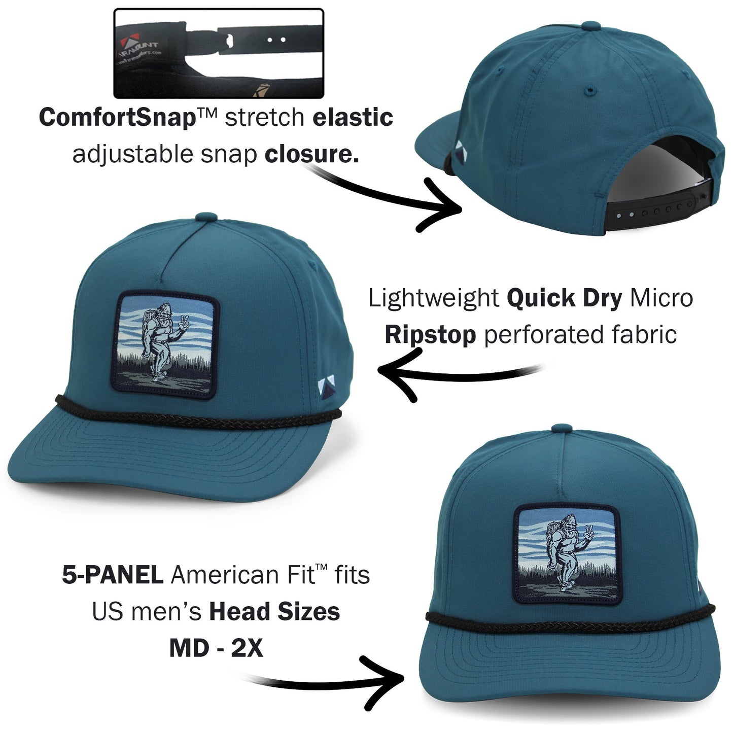 Bigfoot Backpacker 5 - Panel Rope Cap - Hazy Fly Fishing