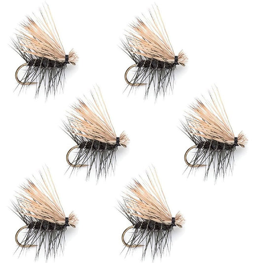 Black Elk Hair Caddis Classic Trout Dry Fly - Set of 6 Flies Size 16 - Hazy Fly Fishing
