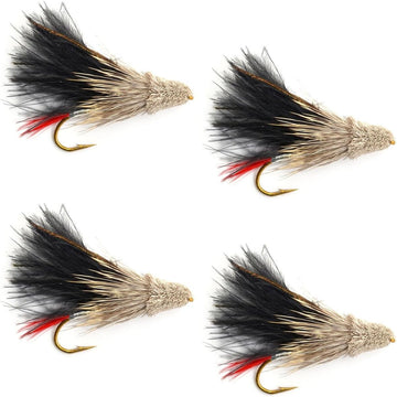 Black Marabou Muddler Minnow Streamer Flies - 4 Fly Fishing Flies - Hook Size 4 - Hazy Fly Fishing