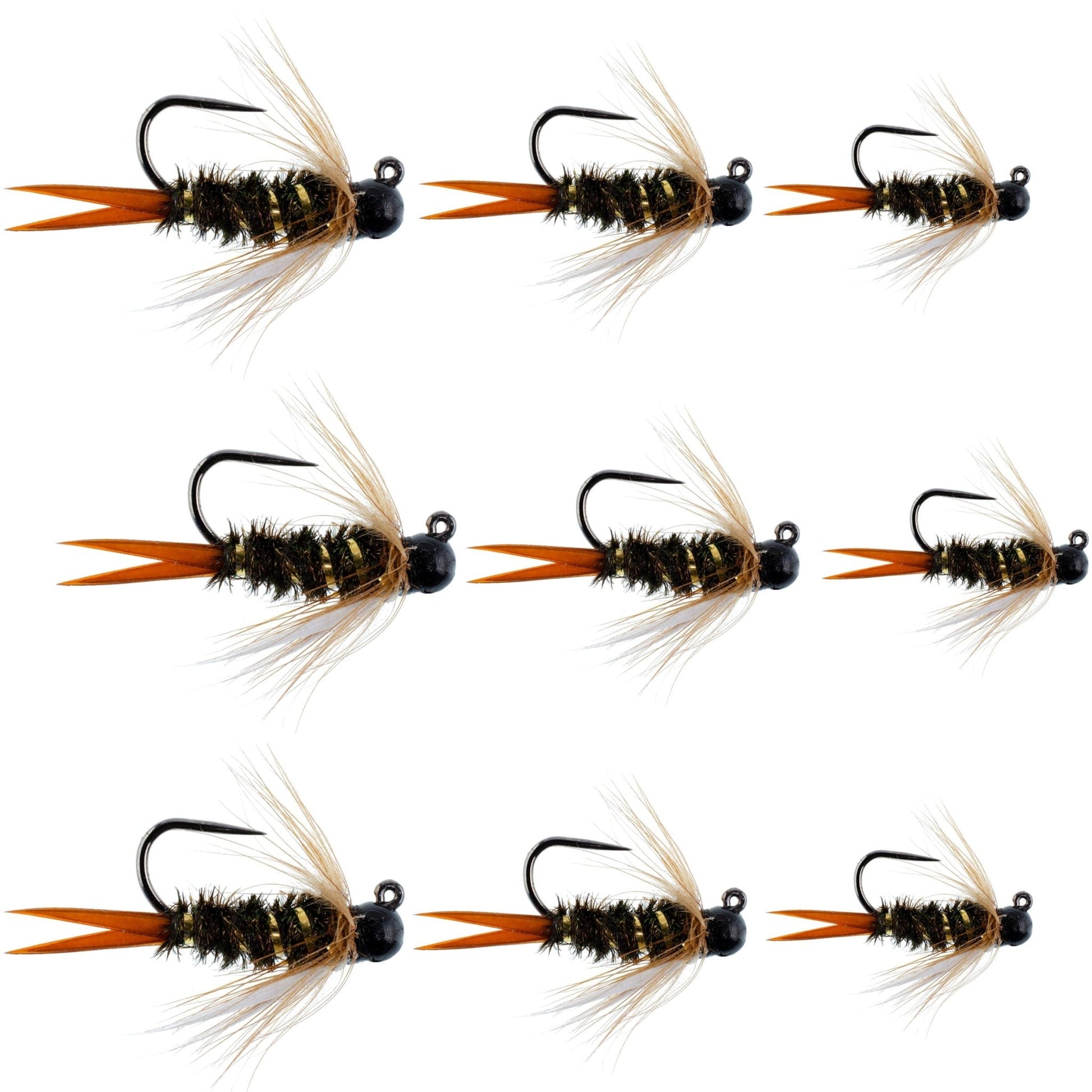 Black Tungsten Bead Prince Jig Assortment Tactical Czech Nymph Euro Nymphing Fly - 9 Flies Sizes 12, 14, 16 - Hazy Fly Fishing