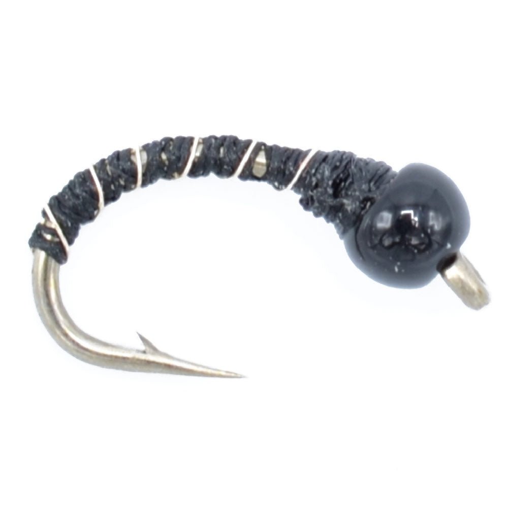 Black Zebra Midge - Black Bead Head - 1 Dozen - Size 16 - Tailwater and Lake Fly Fishing Flies - Hazy Fly Fishing