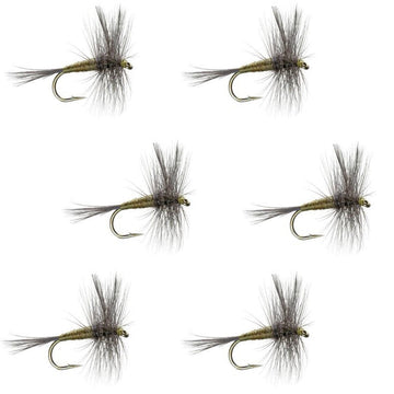 Blue Winged Olive BWO Classic Trout Dry Fly Fishing Flies - Set of 6 Flies Size 18 - Hazy Fly Fishing
