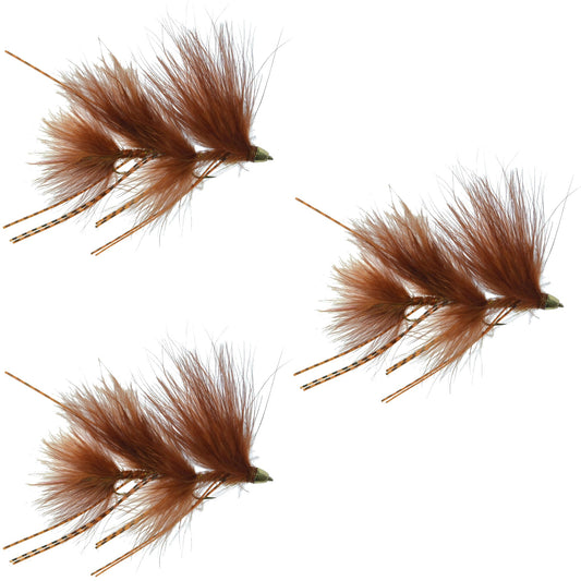 Circus Peanut Envy Streamer Brown - Size 6 - Articulated - Set of 3 - Hazy Fly Fishing