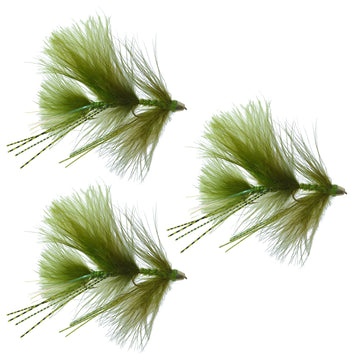 Circus Peanut Envy Streamer Olive - Size 6 - Articulated Fishing Flies - Set of 3 - Hazy Fly Fishing