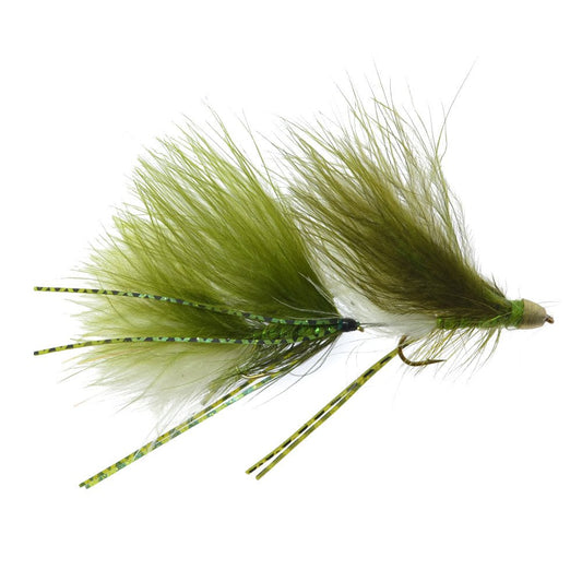 Circus Peanut Envy Streamer Olive/White - Size 6 - Articulated - Set of 3 - Hook Size 6 - Hazy Fly Fishing