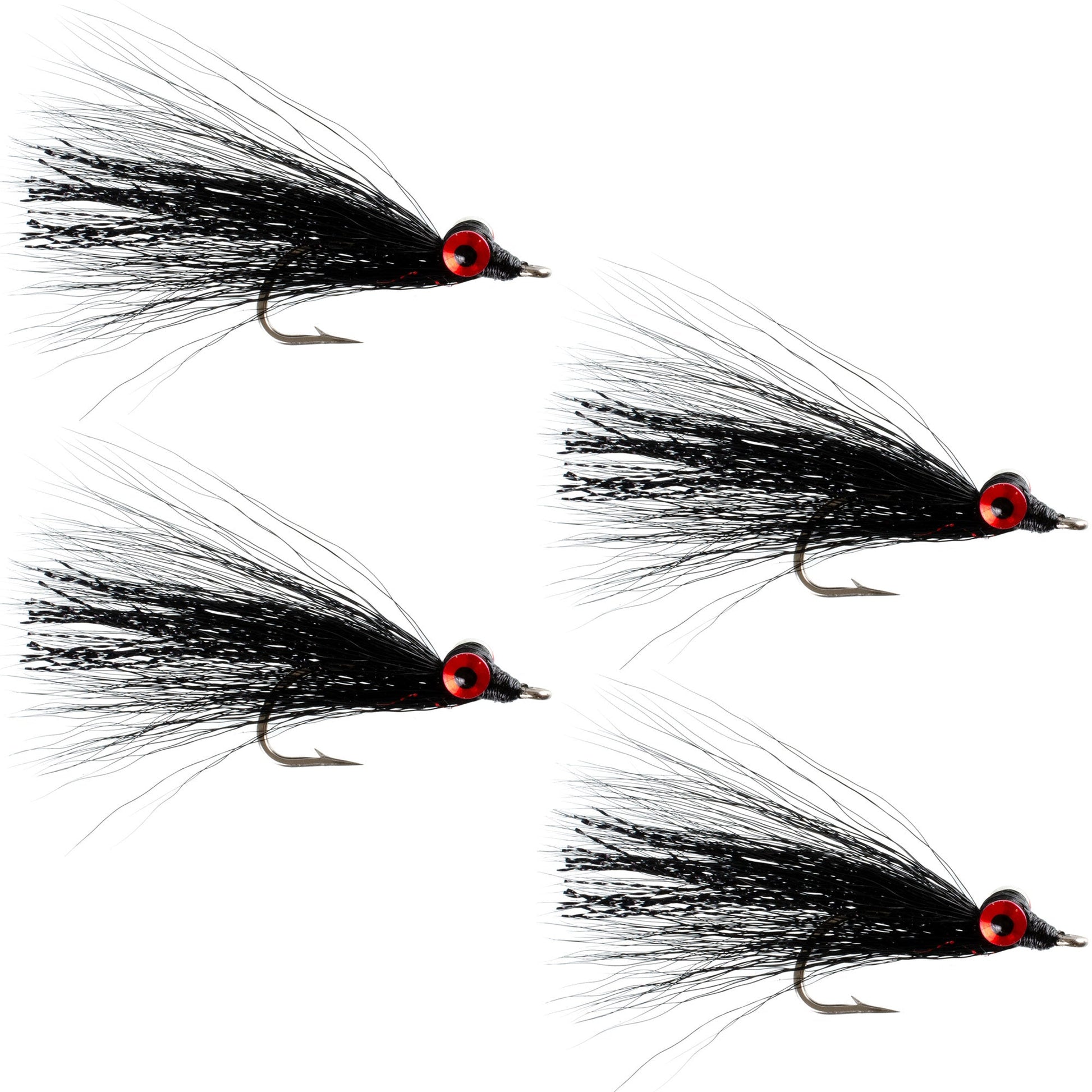 Clousers Deep Minnow Black - Streamer Fly Fishing Flies - 4 Saltwater and Bass Flies - Hook Size 1/0 - Hazy Fly Fishing