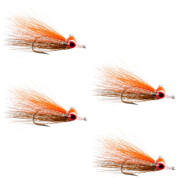 Clousers Deep Minnow Brown Orange Sunfish - Streamer Fly Fishing Flies - 4 Saltwater and Bass Flies - Hook Size 1/0 - Hazy Fly Fishing