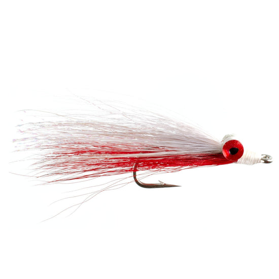 Clousers Deep Minnow Red White - Streamer Fly Fishing Flies - 4 Saltwater and Bass Flies - Hook Size 1/0 - Hazy Fly Fishing