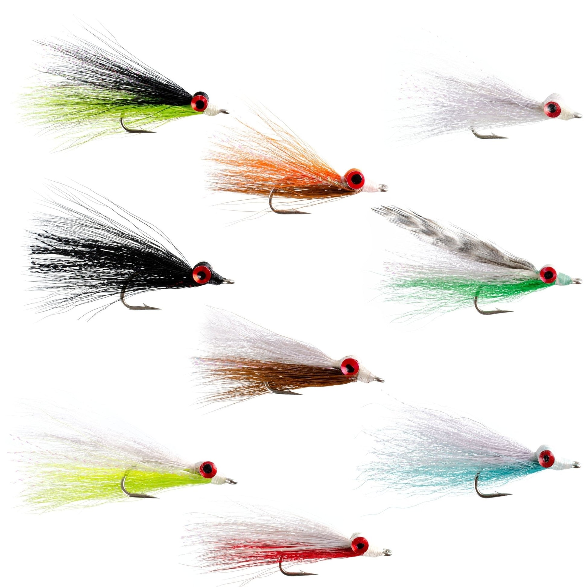Clousers Minnow Fly Fishing Flies Assortment - Collection of 9 Saltwater and Bass Flies - Hook Size 1/0 - Hazy Fly Fishing
