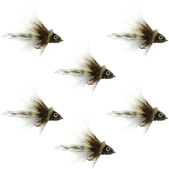 Deer Hair Dahlberg Diver 6 Flies Hook Size 4 - White Marabou Bass Fly Fishing Bug Wide Gape Bass Hooks With Weed Guard - Hazy Fly Fishing
