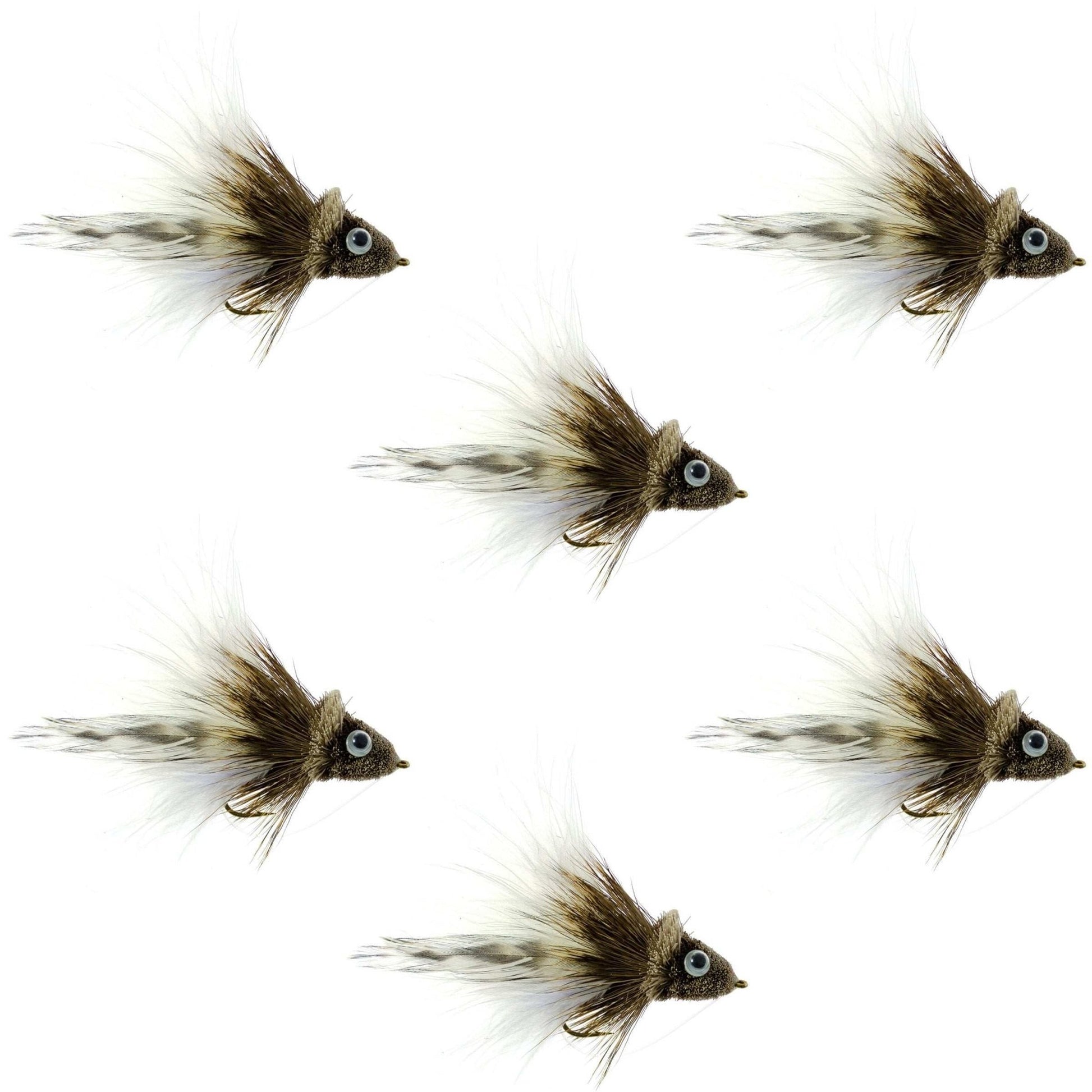Deer Hair Dahlberg Diver 6 Flies Hook Size 4 - White Marabou Bass Fly Fishing Bug Wide Gape Bass Hooks With Weed Guard - Hazy Fly Fishing