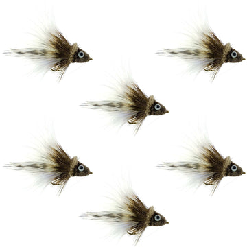 Deer Hair Dahlberg Diver 6 Flies Hook Size 4 - White Marabou Bass Fly Fishing Bug Wide Gape Bass Hooks With Weed Guard - Hazy Fly Fishing