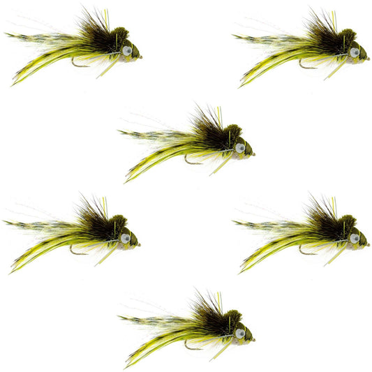 Deer Hair Diver 6 Flies Hook Size 4 - Swimming Frog Bass Fly Fishing Bug Wide Gape Bass Hooks With Weed Guard - Hazy Fly Fishing