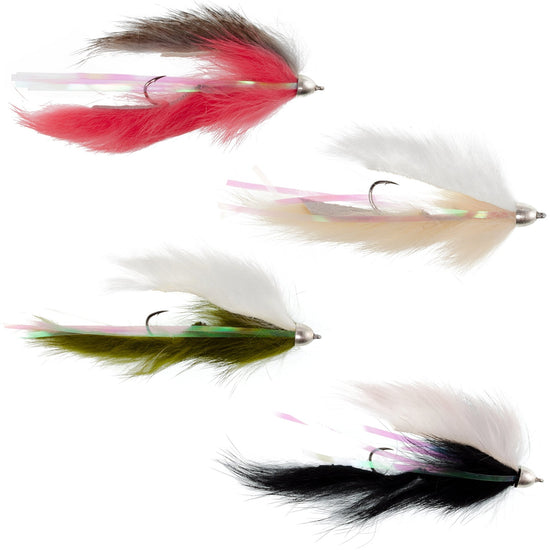 Dolly Llama Stinger Streamer Flies Collection - Set of 4 Salmon Steelhead Trout Alaska Fly Fishing Flies - Hook Size 4 - Hazy Fly Fishing