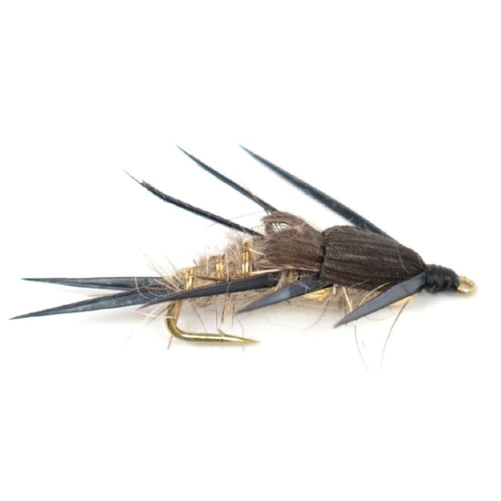 Double Bead Gold Ribbed Hare's Ear Nymph Fly Fishing Flies - Trout and Bass Wet Fly - 6 Flies Hook Size 12 - Hazy Fly Fishing
