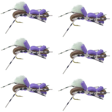 Fat Albert Purple Foam Body Grasshopper Fly - 6 Flies Hook Size 10 - Hazy Fly Fishing