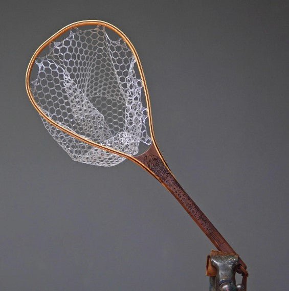 Fat Jake 16"x12" - Brown Trout Engraved - Natural Fly Fishing Traditional Landing Net - Handcrafted & Made in USA - Hazy Fly Fishing
