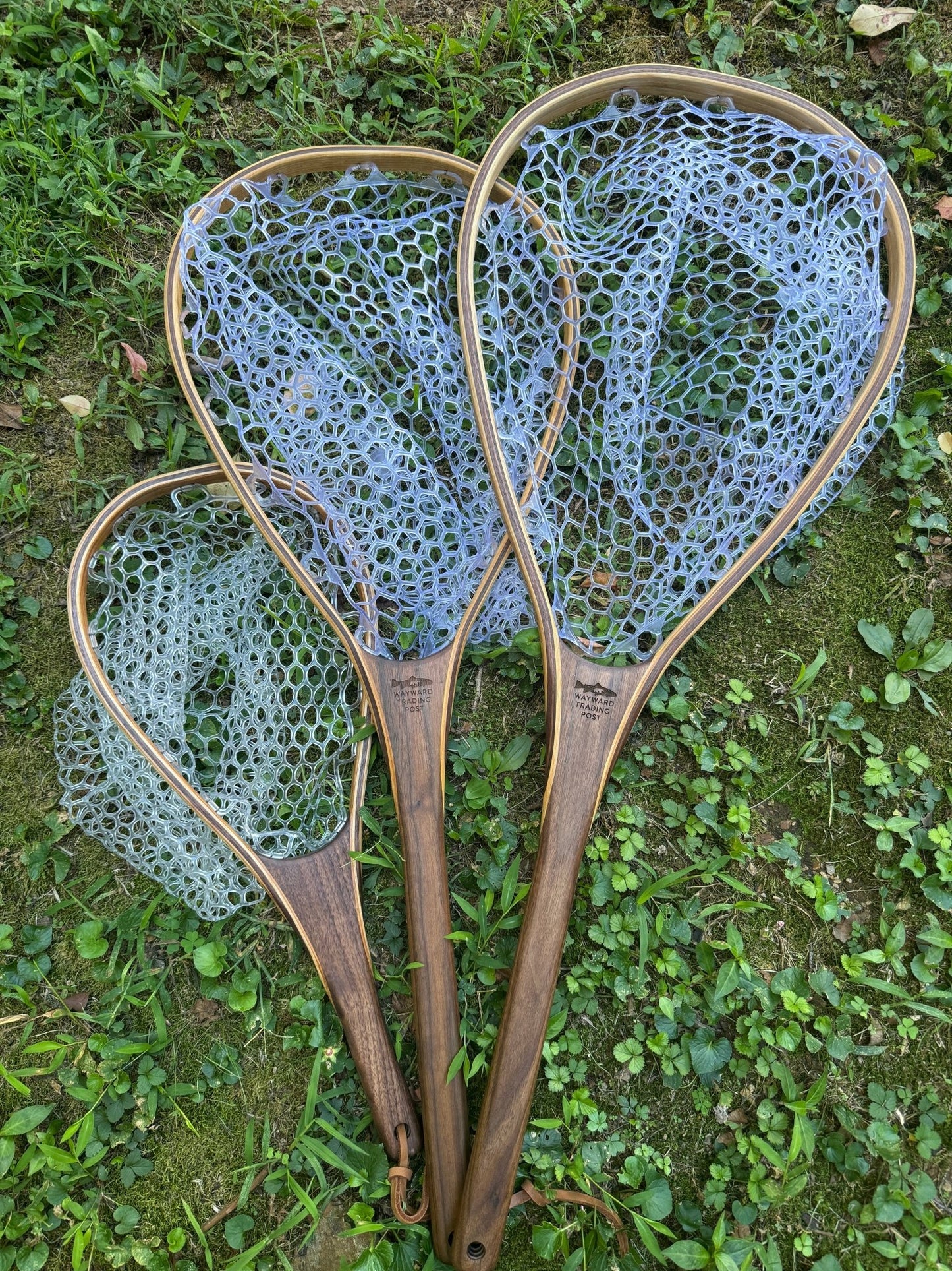 Fat Jake 16"x12" - Rainbow Trout Engraved - Natural Fly Fishing Traditional Landing Net - Handcrafted & Made in USA - Hazy Fly Fishing