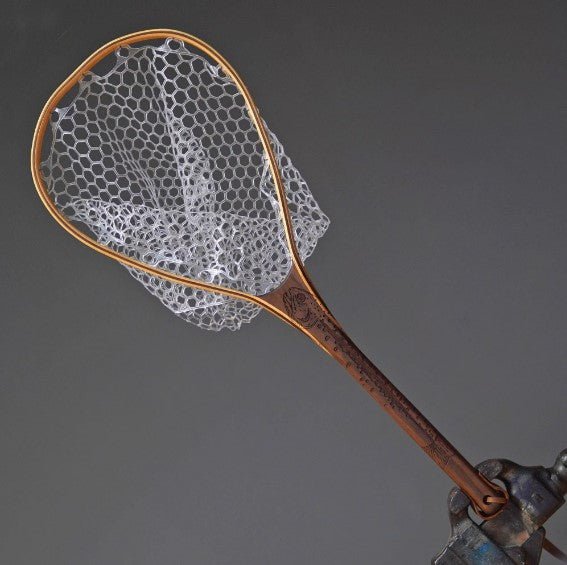 Fat Jake 16"x12" - Rainbow Trout Engraved - Natural Fly Fishing Traditional Landing Net - Handcrafted & Made in USA - Hazy Fly Fishing