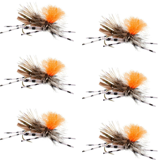 Feth Hopper Tan - Foam Grasshopper Fly Pattern - 6 Flies Hook Size 10 - Hazy Fly Fishing