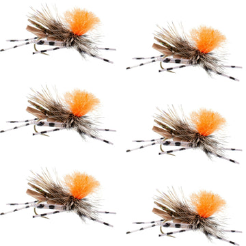 Feth Hopper Tan - Foam Grasshopper Fly Pattern - 6 Flies Hook Size 10 - Hazy Fly Fishing