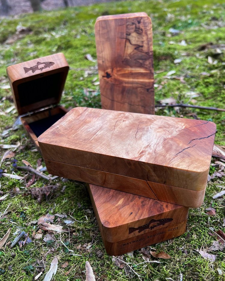 Fly Box Maple Burl Clam Shell - Handcrafted & Made in USA - Hazy Fly Fishing