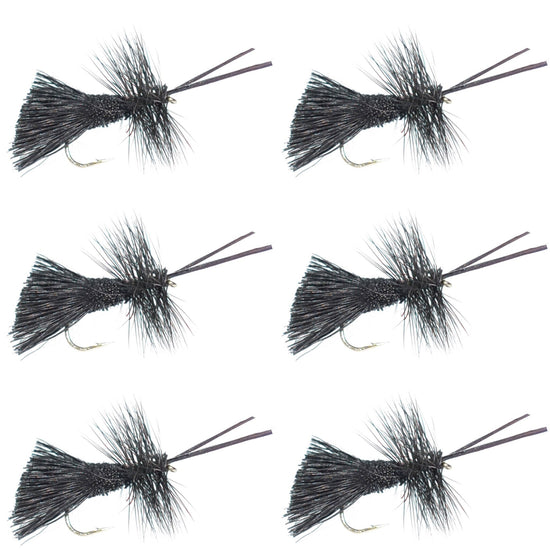 Goddard Caddis Black Dry Fly - 6 Flies Hook Size 14 - Hazy Fly Fishing