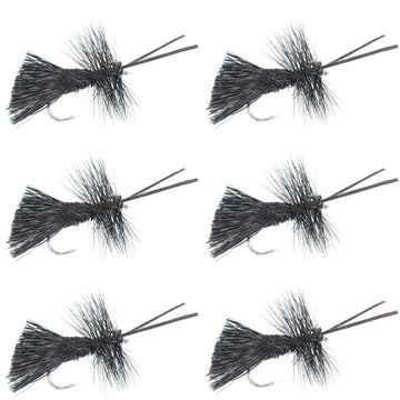 Goddard Caddis Black Dry Fly - 6 Flies Hook Size 14 - Hazy Fly Fishing