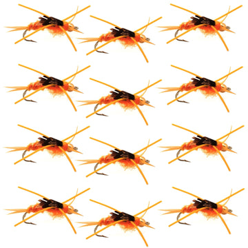 Gold Bead Kaufmann's Golden Stone Fly Nymph Rubber Legs - 1 Dozen Flies Hook Size 8 - Hazy Fly Fishing