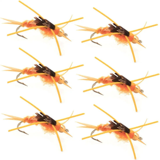 Gold Bead Kaufmann's Golden Stone Fly with Rubber Legs - Stonefly Wet Fly - 6 Flies Hook Size 12 - Hazy Fly Fishing