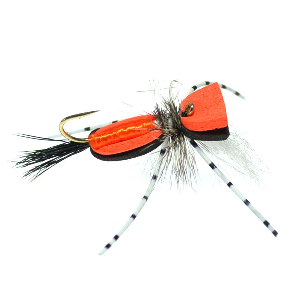 Hippie Stomper Black Orange Foam Body Grasshopper Dry Fly - 4 Flies Size 14 - Hazy Fly Fishing