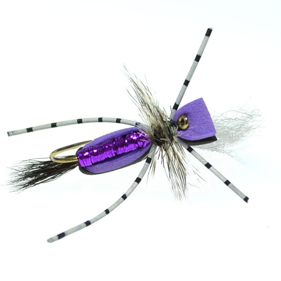 Hippie Stomper Black Purple Foam Body Grasshopper Dry Fly - 4 flies Size 14 - Hazy Fly Fishing