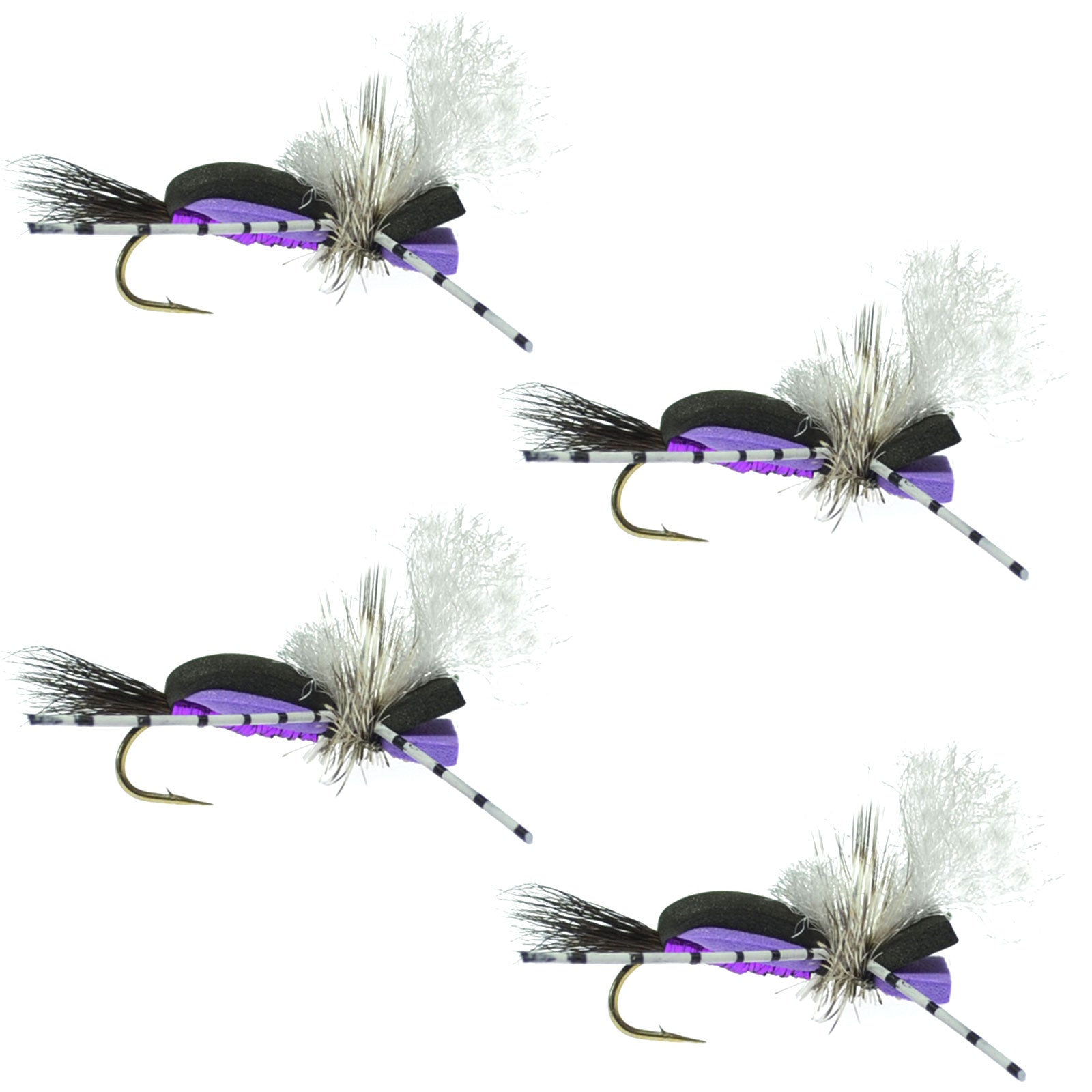 Hippie Stomper Black Purple Foam Body Grasshopper Dry Fly - 4 flies Size 14 - Hazy Fly Fishing