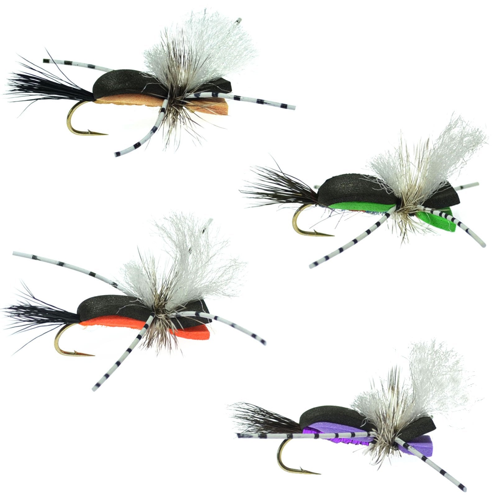 Hippie Stomper Size 14 Sampler - 4 Flies Foam Body Grasshopper Dry Fly - Hazy Fly Fishing