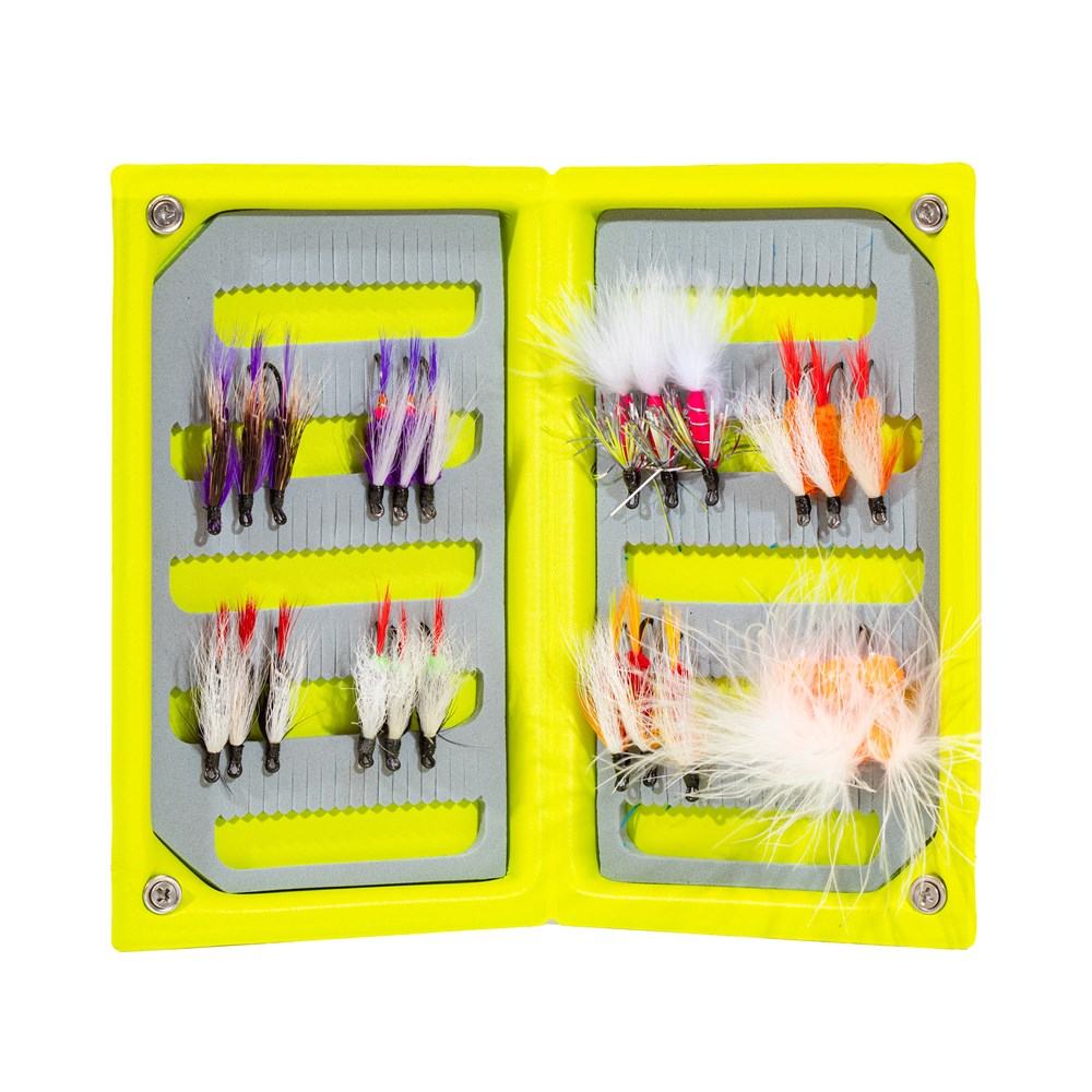 JHFLYCO Loaded Foam Fly Box - Salmon Fly Assortment - Hazy Fly Fishing