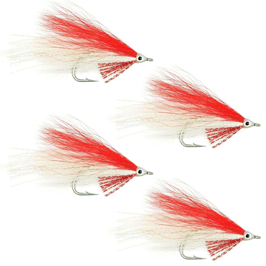 Lefty's Deceiver Saltwater Streamer Fly - Red/White - 4 Flies Hook Size 1/0 - Hazy Fly Fishing