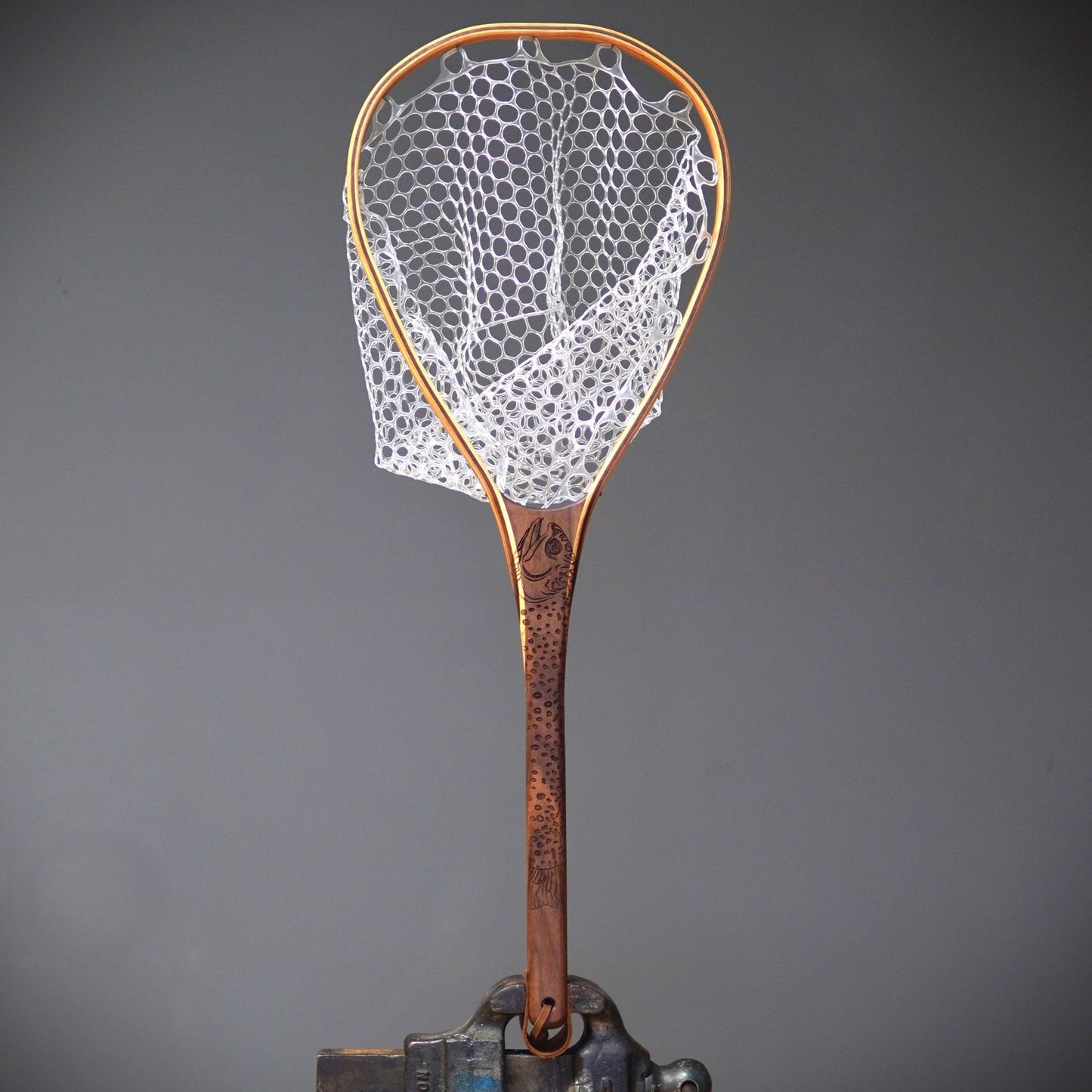 Little Dipper 12"x8" - Brook Trout Engraved - Natural Fly Fishing Traditional Landing Net - Handcrafted & Made in USA - Hazy Fly Fishing