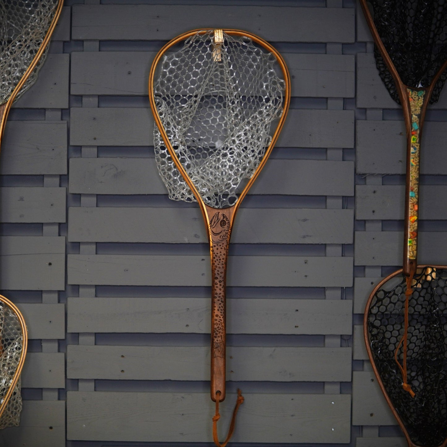 Little Dipper 12"x8" - Brook Trout Engraved - Natural Fly Fishing Traditional Landing Net - Handcrafted & Made in USA - Hazy Fly Fishing