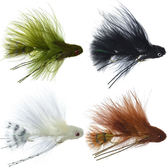 Mini Sex Dungeon Streamer Sampler - 4 Colors - Size 6 - Articulated Trout Bass Steelhead Salmon and Bass Fly Fishing Flies - Hazy Fly Fishing