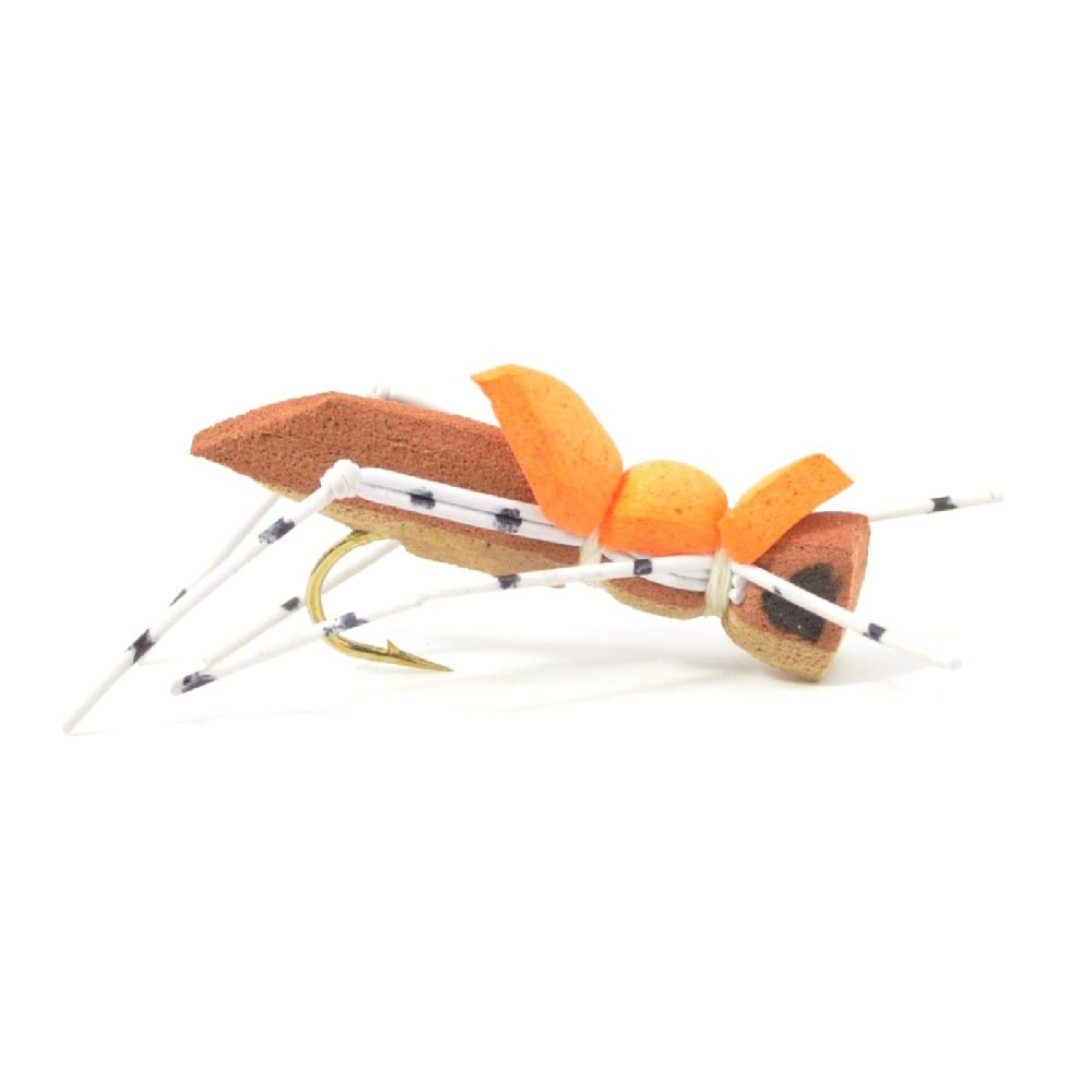 Moorish Hopper Brown Tan Foam Body Grasshopper Fly - 6 Flies Hook Size 10 - Hazy Fly Fishing