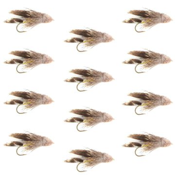 Muddler Minnow Fly Fishing Flies - Classic Bass and Trout Streamers - 1 Dozen Flies Hook Size 4 - Hazy Fly Fishing