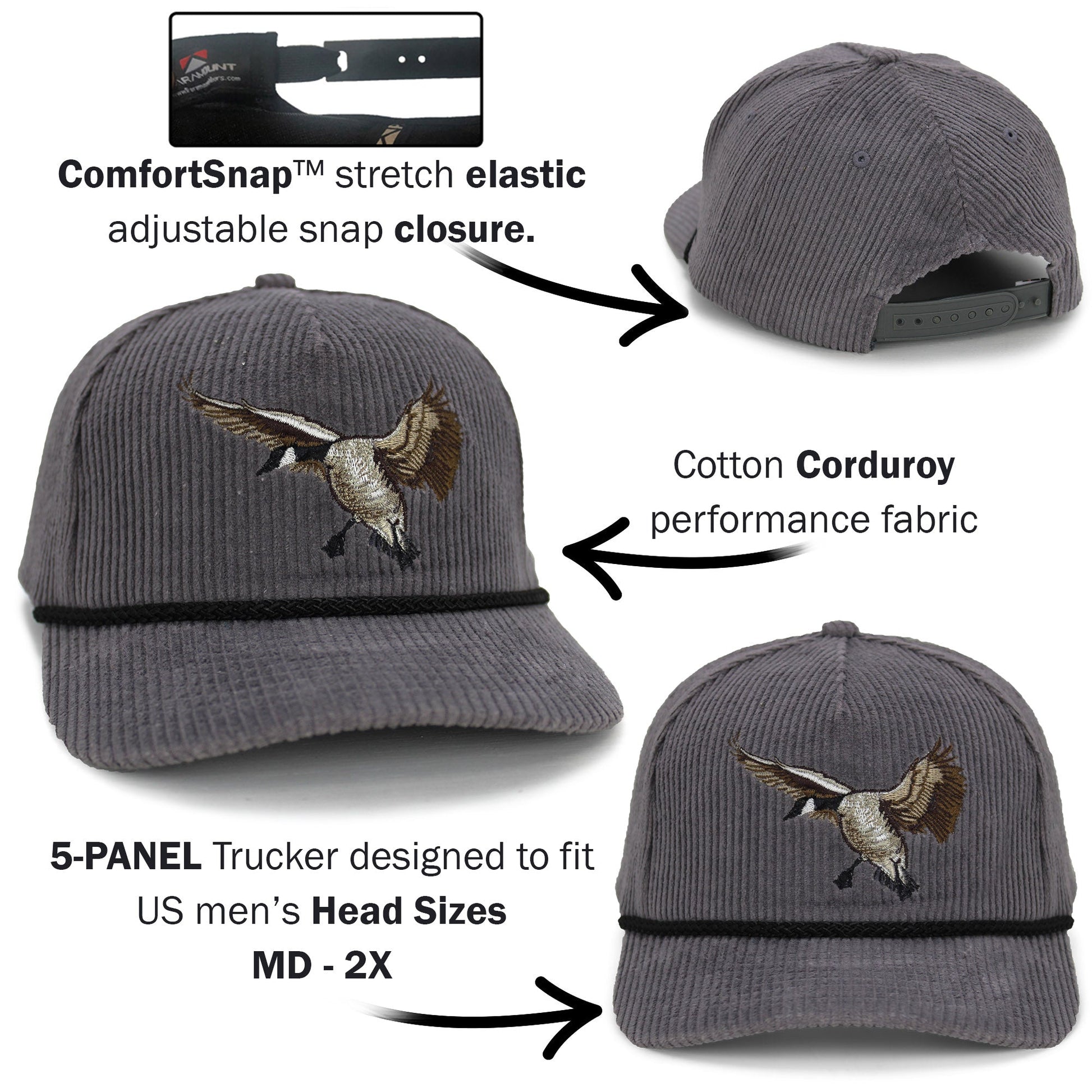 New Canadian Goose Corduroy 5 - Panel Rope Cap - Hazy Fly Fishing