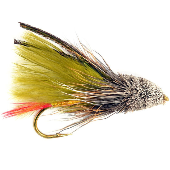 Olive Marabou Muddler Minnow Streamer Flies - 4 Fly Fishing Flies - Hook Size 8 - Hazy Fly Fishing