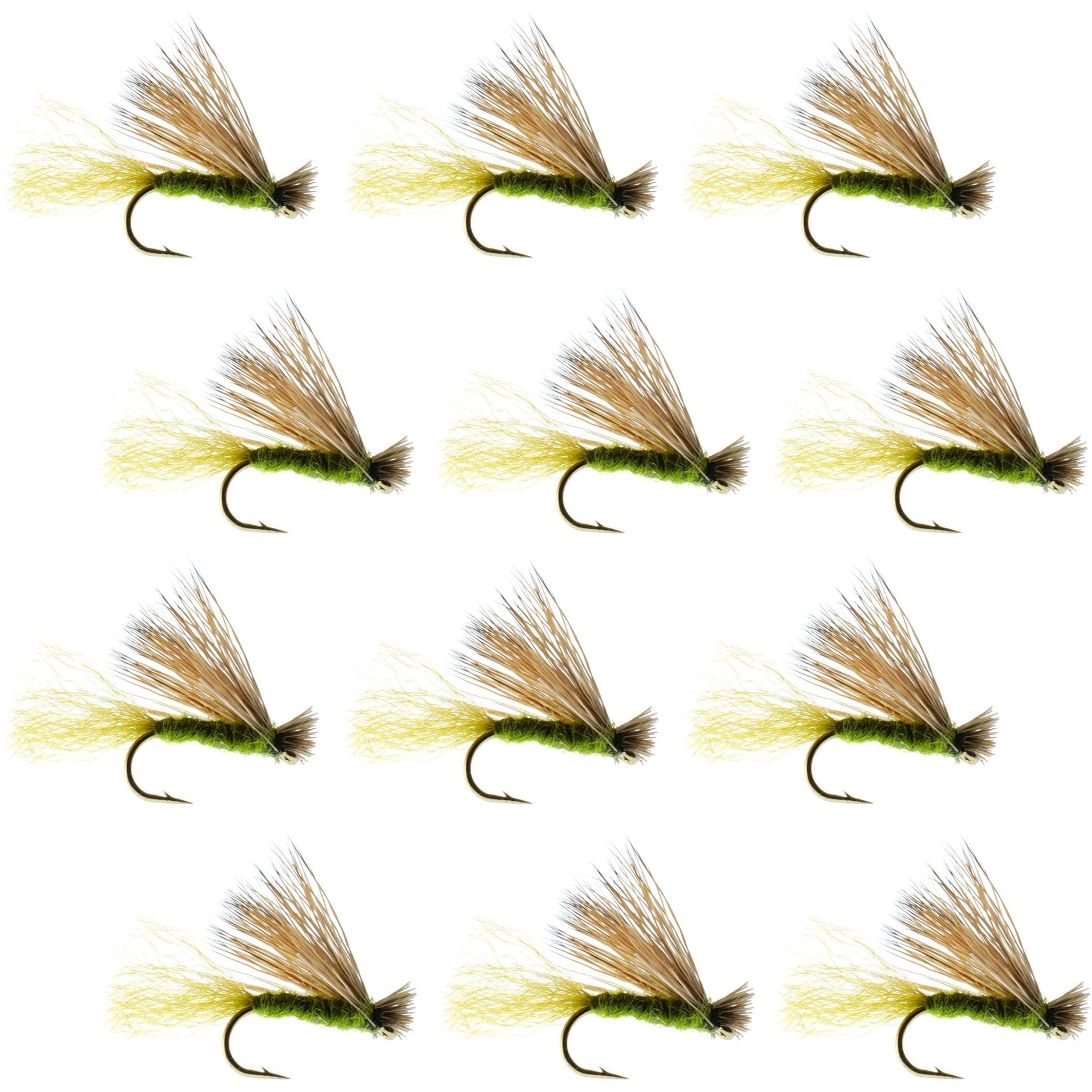 Olive X Caddis Emerging Caddis Adult Trout Dry Fly - 1 Dozen Flies Hook Size 18 - Hazy Fly Fishing